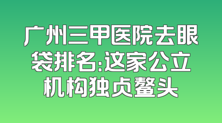 广州三甲医院去眼袋排名：这家公立机构独占鳌头