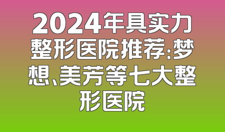 2024年具实力整形医院推荐：梦想、美芳等七大整形医院