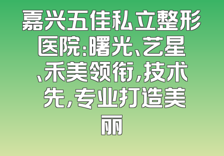 嘉兴五佳私立整形医院：曙光、艺星、禾美领衔，技术領先，专业打造美丽