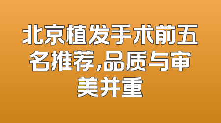 北京植发手术前五名推荐，品质与审美并重