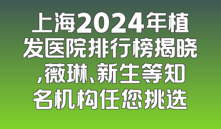 上海2024年植发医院排行榜揭晓，薇琳、新生等知名机构任您挑选