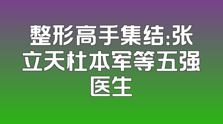 整形高手集结：张立天杜本军等五强医生