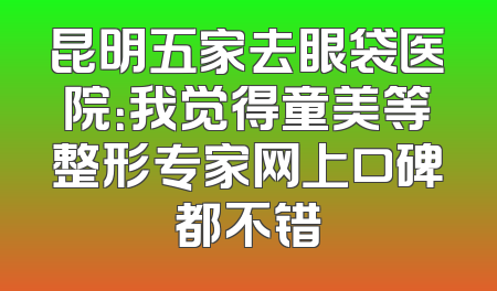 昆明五家去眼袋医院：我觉得童美等整形专家网上口碑都不错