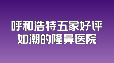 呼和浩特五家好评如潮的隆鼻医院