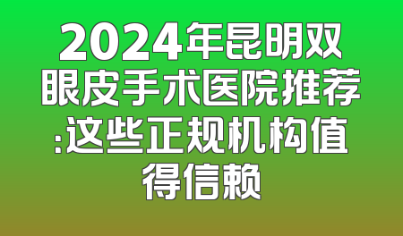 2024年昆明双眼皮手术医院推荐：这些正规机构值得信赖