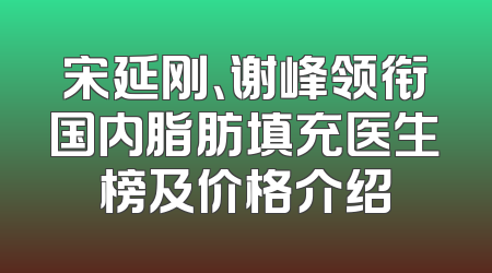 宋延刚、谢峰领衔国内脂肪填充医生榜及价格介绍