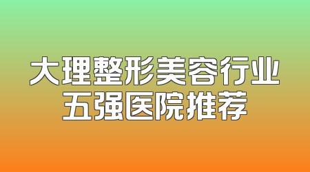 大理整形美容行业五强医院推荐