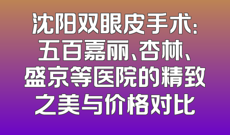 沈阳双眼皮手术：五百嘉丽、杏林、盛京等医院的精致之美与价格对比