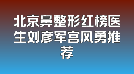 北京鼻整形红榜医生刘彦军宫风勇推荐