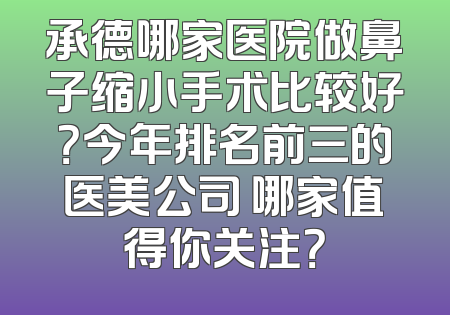 承德哪家医院做鼻子缩小手术比较好？今年排名前三的医美公司 哪家值得你关注？
