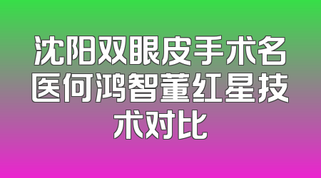 沈阳双眼皮手术名医何鸿智董红星技术对比