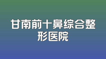 甘南前十鼻综合整形医院