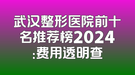 武汉整形医院前十名推荐榜2024：费用透明查