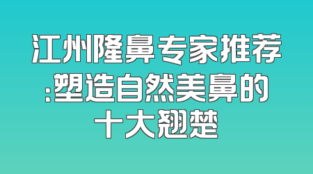 江州隆鼻专家推荐：塑造自然美鼻的十大翘楚