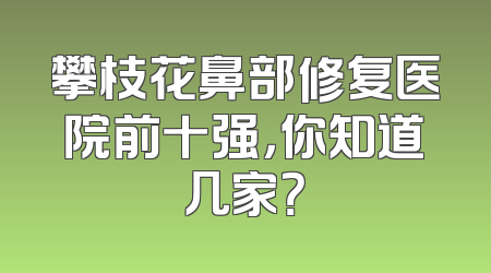 攀枝花鼻部修复医院前十强，你知道几家？