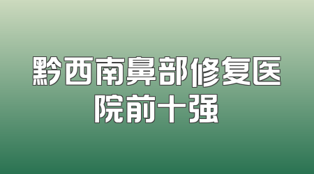 黔西南鼻部修复医院前十强