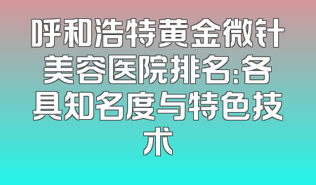呼和浩特黄金微针美容医院排名：各具知名度与特色技术