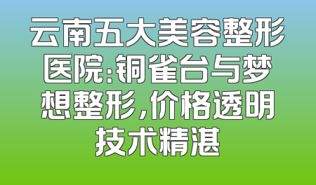 云南五大美容整形医院：铜雀台与梦想整形，价格透明技术精湛