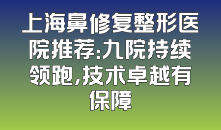 上海鼻修复整形医院推荐：九院持续领跑，技术卓越有保障