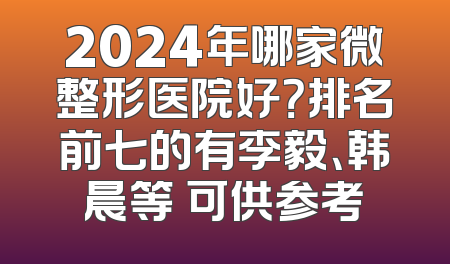 2024年哪家微整形医院好？排名前七的有李毅、韩晨等 可供参考