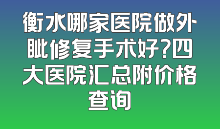 衡水哪家医院做外眦修复手术好？四大医院汇总附价格查询