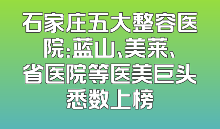 石家庄五大整容医院：蓝山、美莱、省医院等医美巨头悉数上榜