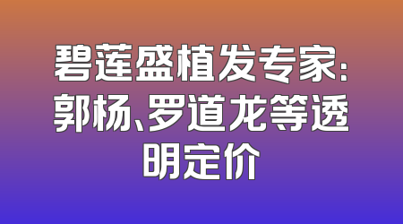 碧莲盛植发专家：郭杨、罗道龙等透明定价