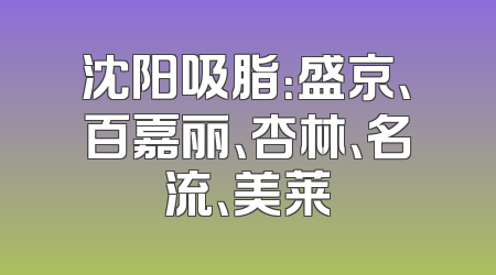 沈阳吸脂：盛京、百嘉丽、杏林、名流、美莱