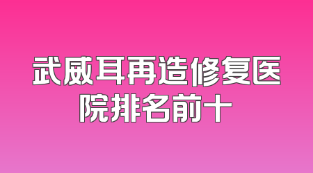 武威耳再造修复医院排名前十