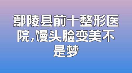 鄢陵县前十整形医院，馒头脸变美不是梦