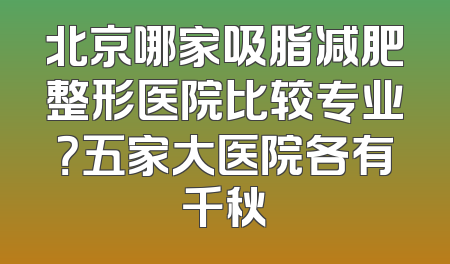 北京哪家吸脂减肥整形医院比较专业？五家大医院各有千秋