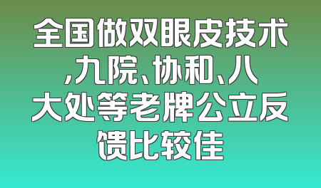 全国做双眼皮技术，九院、协和、八大处等老牌公立反馈比较佳
