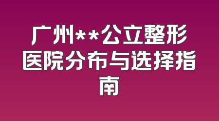 广州**公立整形医院分布与选择指南