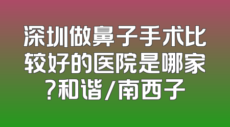 深圳做鼻子手术比较好的医院是哪家？和谐/南西子