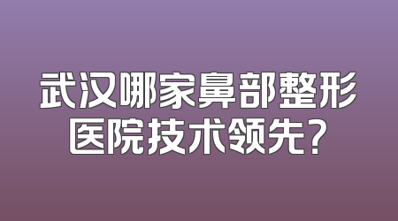 武汉哪家鼻部整形医院技术领先？