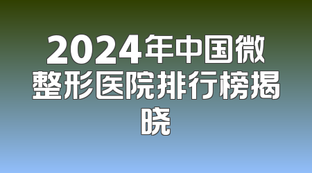 2024年中国微整形医院排行榜揭晓