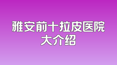 雅安前十拉皮医院大介绍