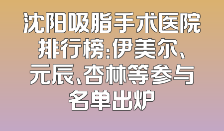 沈阳吸脂手术医院排行榜：伊美尔、元辰、杏林等参与名单出炉