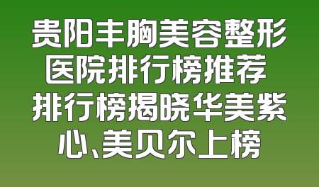 贵阳丰胸美容整形医院排行榜推荐 排行榜揭晓华美紫心、美贝尔上榜