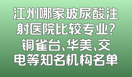 江州哪家玻尿酸注射医院比较专业？铜雀台、华美、交电等知名机构名单