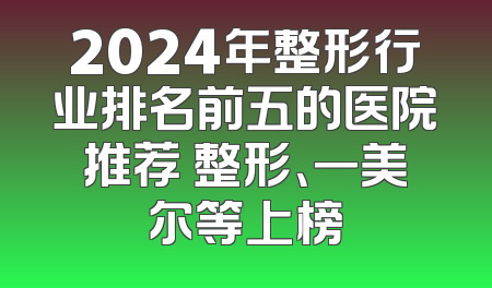 2024年整形行业排名前五的医院推荐 整形、一美尔等上榜