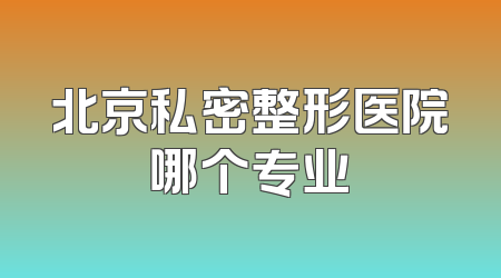 北京私密整形医院哪个专业