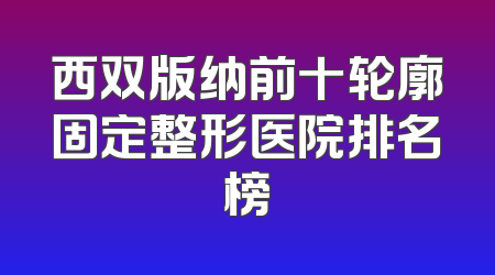 西双版纳前十轮廓固定整形医院排名榜