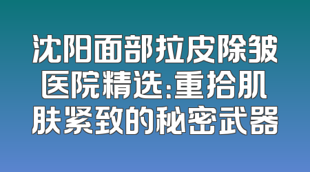 沈阳面部拉皮除皱医院精选：重拾肌肤紧致的秘密武器
