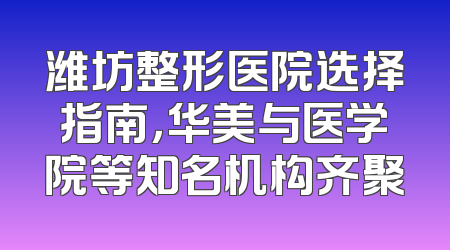 潍坊整形医院选择指南，华美与医学院等知名机构齐聚