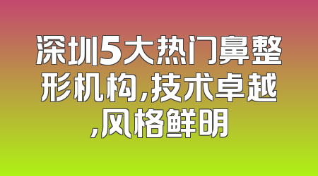 深圳5大热门鼻整形机构，技术卓越，风格鲜明
