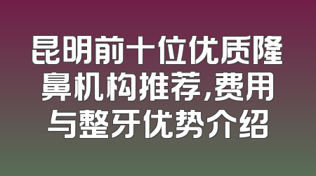 昆明前十位优质隆鼻机构推荐，费用与整牙优势介绍