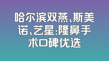 哈尔滨双燕、斯美诺、艺星：隆鼻手术口碑优选